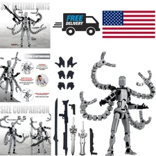 Fully Articulated T13 Action Figure 5.5 Inch Grey with Accessories for Display