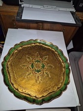 Vintage Italian 11.5 Florentine Tray Green de...