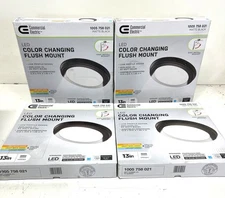 4PK Commercial Electric 13 in. Matte Black Selectable LED Flush Mount