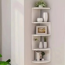 5 Tier Corner Wall Mounted Shelves Picture Ledge Display Rack Book Storage Shelf