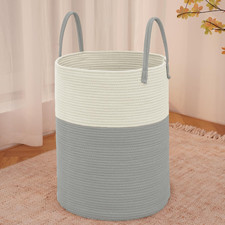 Large Woven Laundry Basket Hamper,60L Cotton Rope Storage Bin for Blankets,Toys
