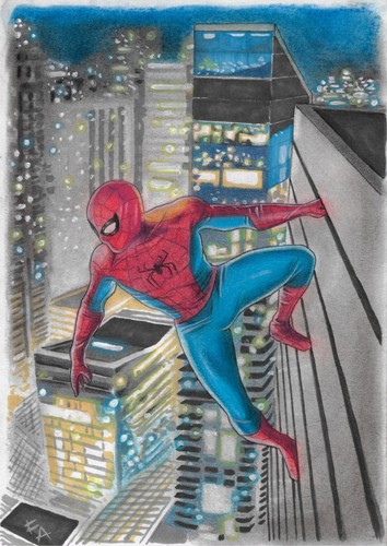 💥Spiderman (09"x12") original comic art by Fernando Aguiar - TramaStudio💥