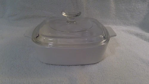 Vintage Corningware A-1-B Plain White w/A-7-C Pyrex Clear Lid, EUC, No Box