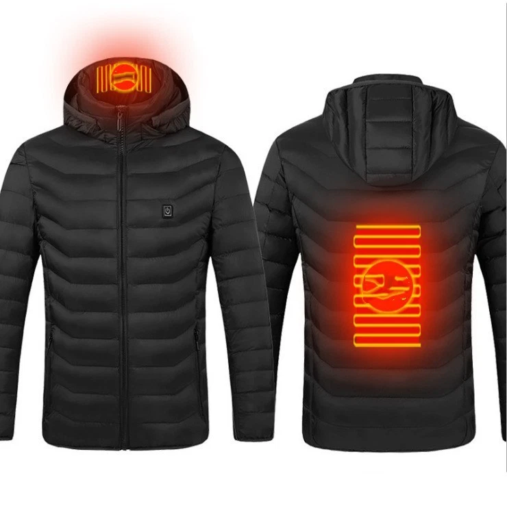 USB Heated Jacket Winter Puffer Coat Electric Heating Hooded Thermal Zip Up - product detail image 1