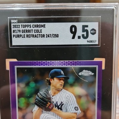 Topps 2022 Chrome Gerrit Cole #179 Purple Refractor 247/250 SGC 9.5