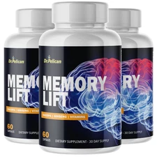Memory Lift- Brain & Cognitve Support- 3 Bottles- 180 Capsules