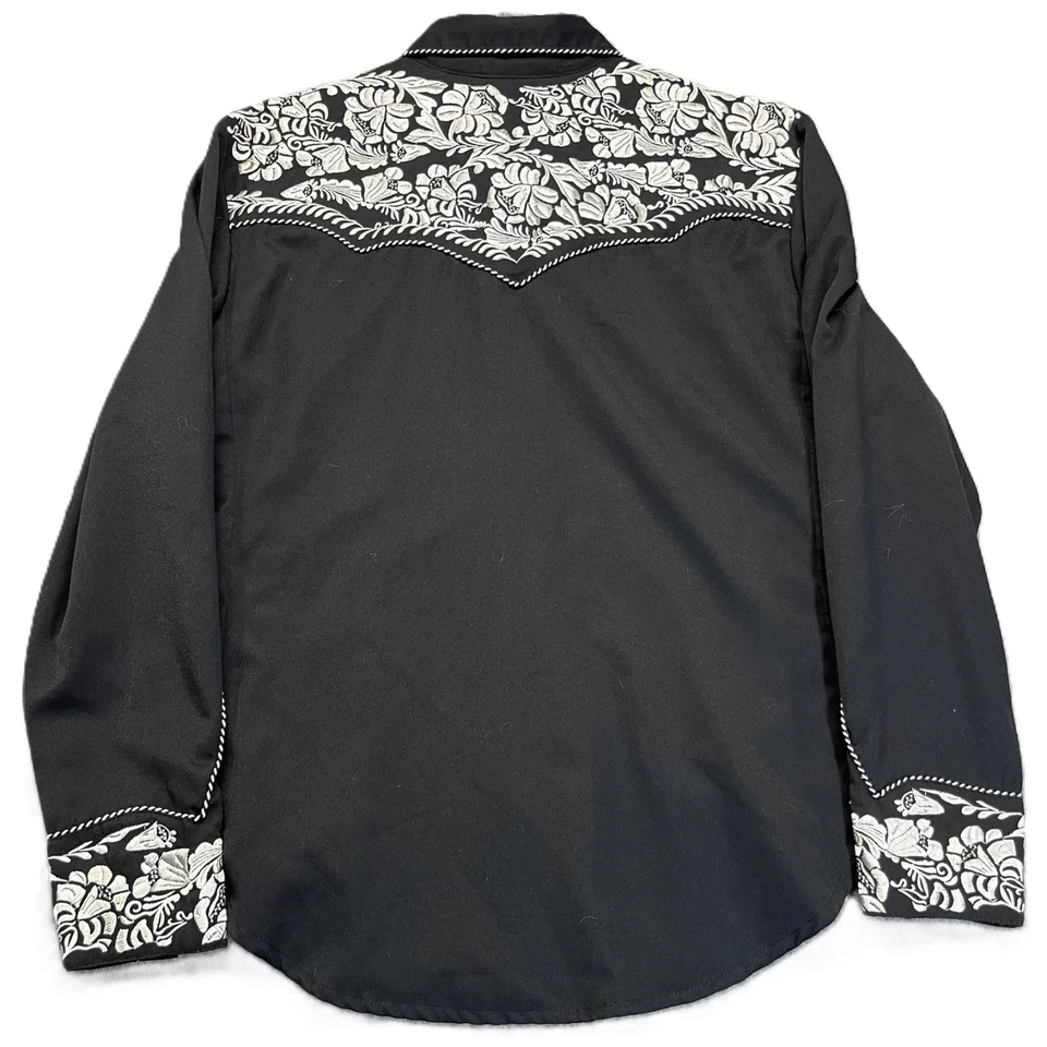 Женская вышитая рубашка вестерн Scully XL с жемчужными застежками черная серебристая Gunfighter - Изображение 2 из 4