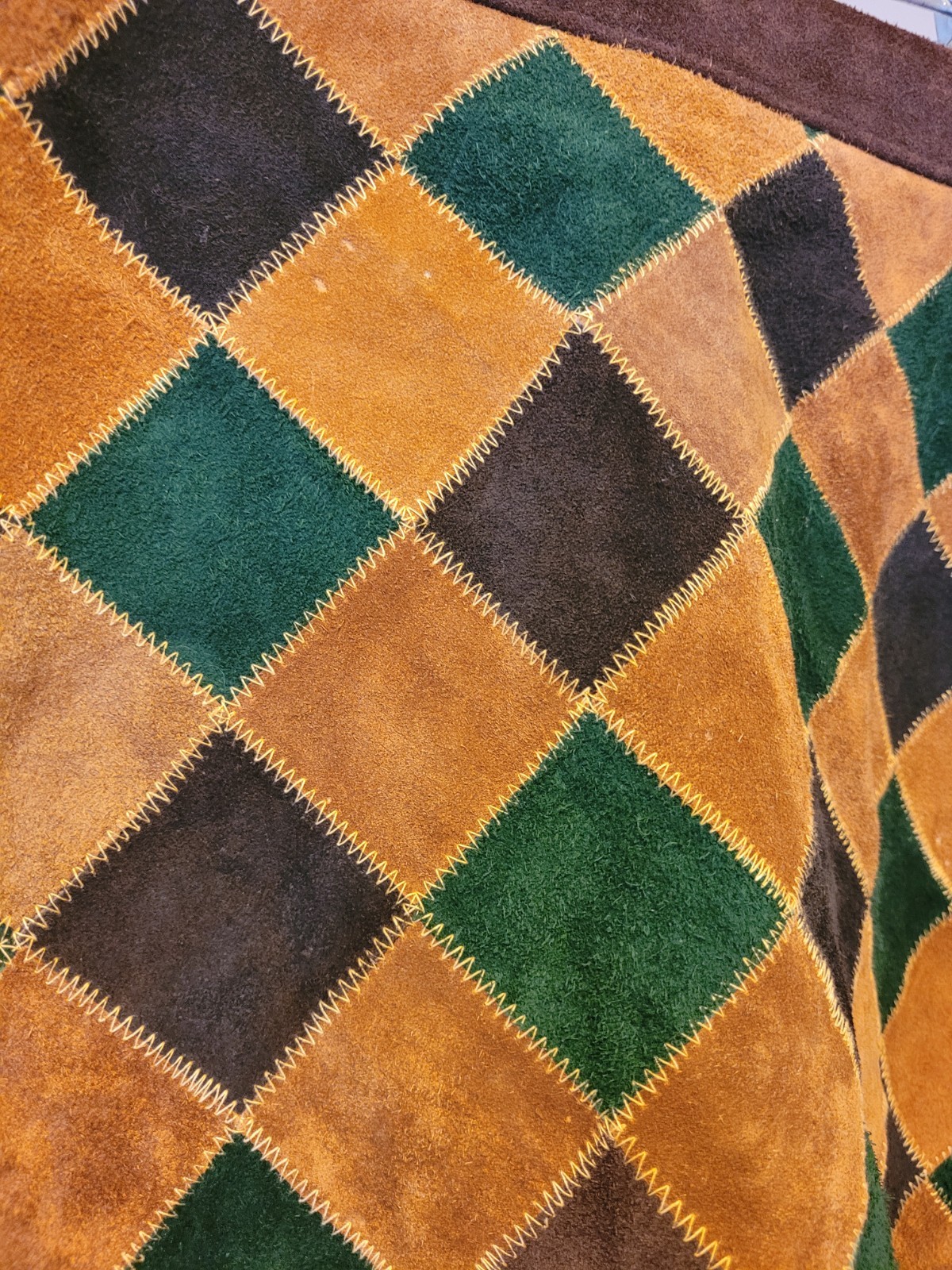 70s 80s Leather Patchwork Backgammon Vintage  Ski… - image 2