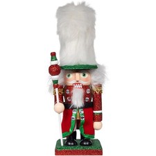 Kurt Adler Hollywood Wooden Nutcracker Collection, Red, Green, White Soldier, 9"