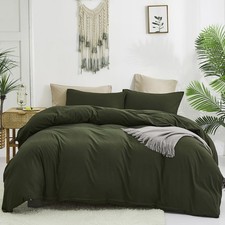 Luxlovery Green Comforter Set Full Army Green Bedding Set Minimalist Bedding ...