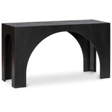 Maklaine Contemporary Solid Oak Wood Console Table in Black Finish