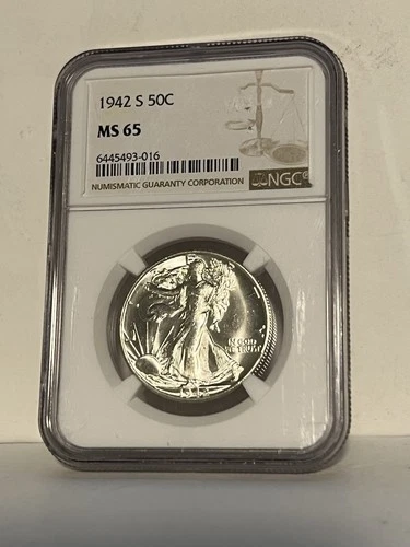 1942-S Walking Liberty Half Dollar graded MS65 by NGC Better Date Blast White