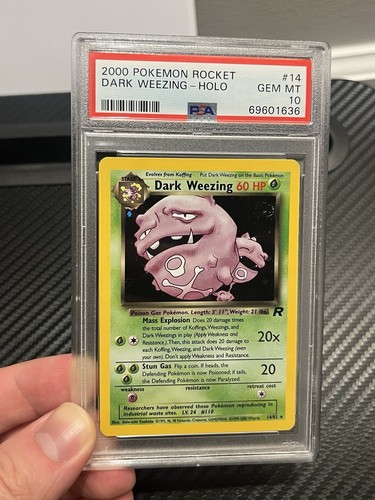 Dark Weezing PSA 10 Pokemon 2000 WOTC Team Rocket 14/82 Holo Swirl Low POP 162!