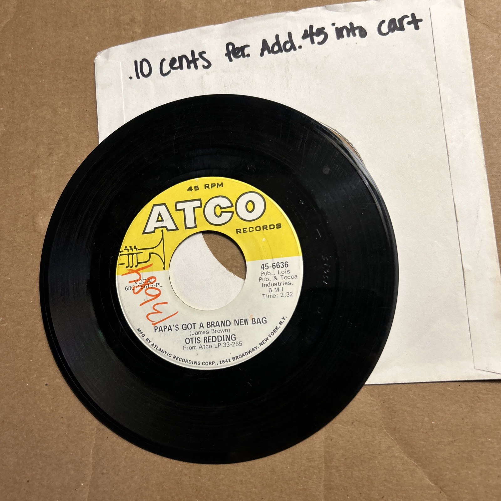Otis Redding Papa'S Got A Brand New Bag/Direct Me Atco Records 45
