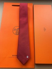 CRAVATTA HERMES SETA ROSSA -- LOVE HEART LOCK JACQUARD NUOVA CON ETICHETTE