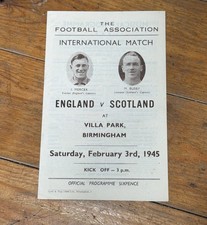 ENGLAND v Scotland Football Programme (War-time International)  Villa Park 1945