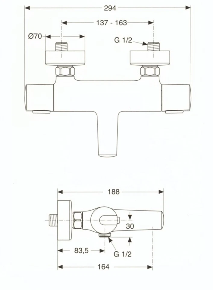 Wannenarmatur Badewannenarmatur Thermostat Aufputzarmatur Cool Body ECO Chrom - Bild 2 von 4