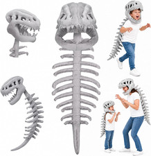 Dinosaur Skeleton Costume for Kids, Cozy Plush 3D Dino Toy Skull Spine, Dinosa