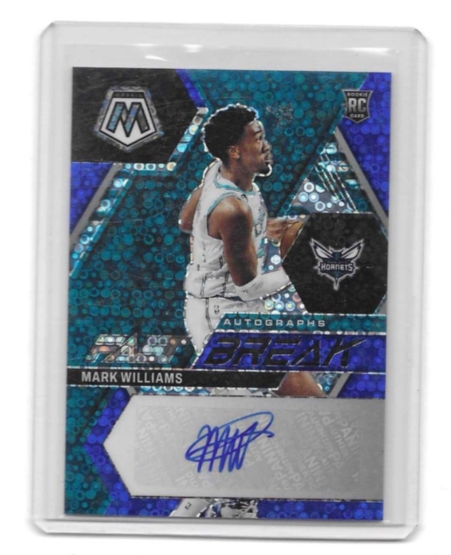 2022-23 Panini Mosaic Fast Break Autographs RC Mark Williams Blue /25