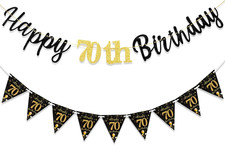 70th Birthday Decorations Banner For Women Men Him Her