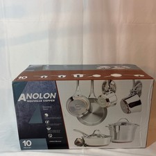 Anolon Nouvelle Copper Stainless Steel 10-Pc Cookware Set, Silver