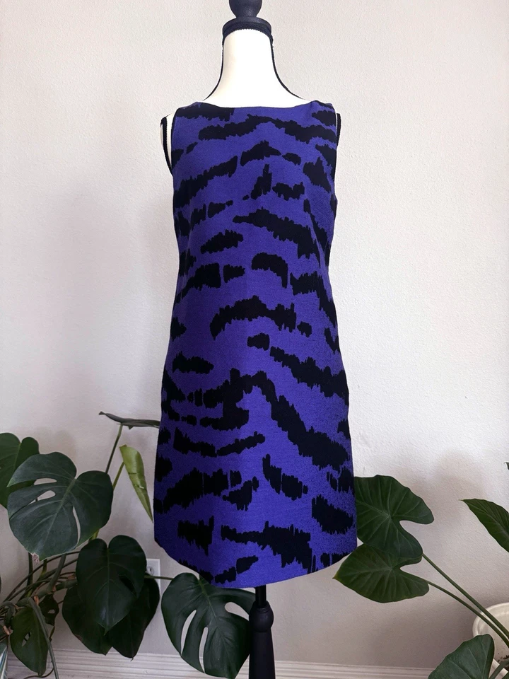 Vestido Moschino Cheap & Chic 2008 Pasarela Púrpura Negro Lana Talla 8 Fiesta Foto 2 de 4