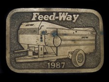 TJ03134 VINTAGE 1987  FEED-WAY  FARM EQUIPMENT ADVERTISEMENT BELT BUCKLE