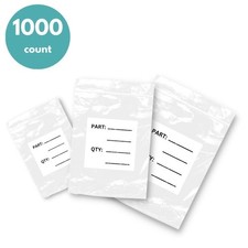 1000 Pcs 5" x 8" Parts Bag with Hang Hole 4 Mil White Block 4" x 4"
