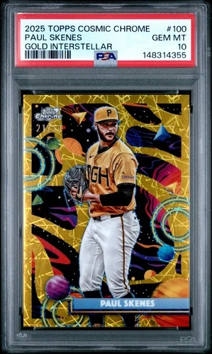 2025 Topps Cosmic Chrome #100 Paul Skenes Gold Interstellar PSA 10 Color Match