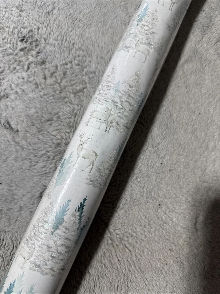 Punch Studio Glitter Christmas Wrapping Paper New Deer Design NWT - Image 3 of 4