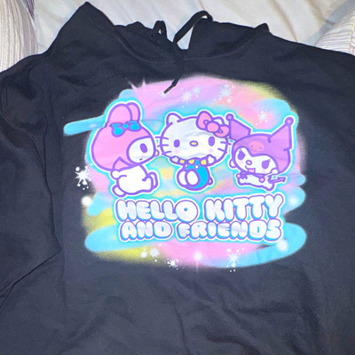 Hybrid Apparel Hello Kitty & Friends Black Pullover Fleece Hoodie Men's XL