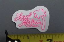 LOCAL MOTION Hawaii Clear Neon Pink White Aloha 80's LM2 Vintage Surfing STICKER