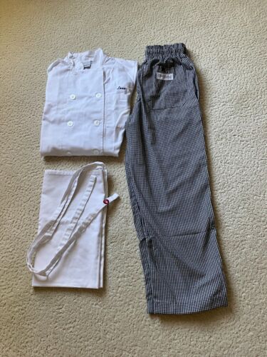 4 uniformes Chef Works : 3 pièces. lot manteau/veste, pantalon, tablier - taille XS - Photo 1 sur 9