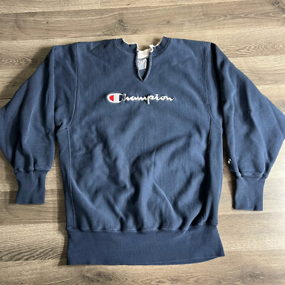 VTG Champion Sweatshirt Fits Large Reverse Weave Distressed