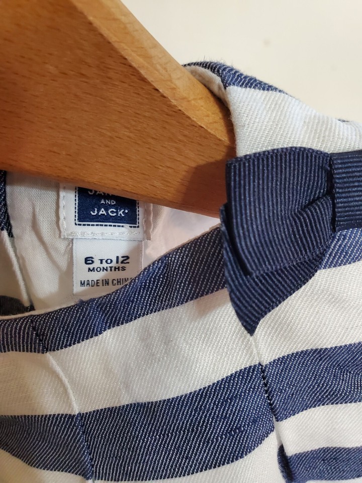 Janie and Jack Nautical Striped Blue White Dress Girls Size 612 Months