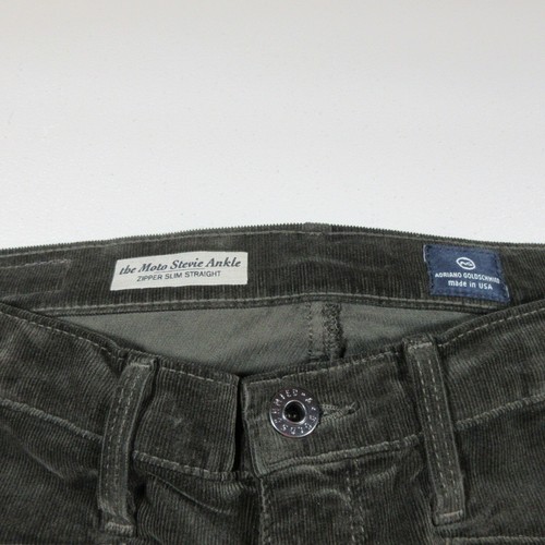 Adriano Goldschmied womens green Stevie moto ankle slim straight cords 27x28 USA - Afbeelding 4 van 11