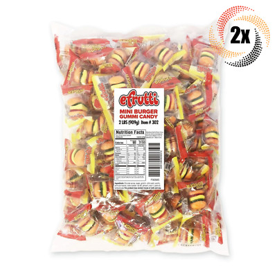2x Bulk Bags Efrutti Mini Burger Gummi Candy | 101 Packs Per Bag | 2LB