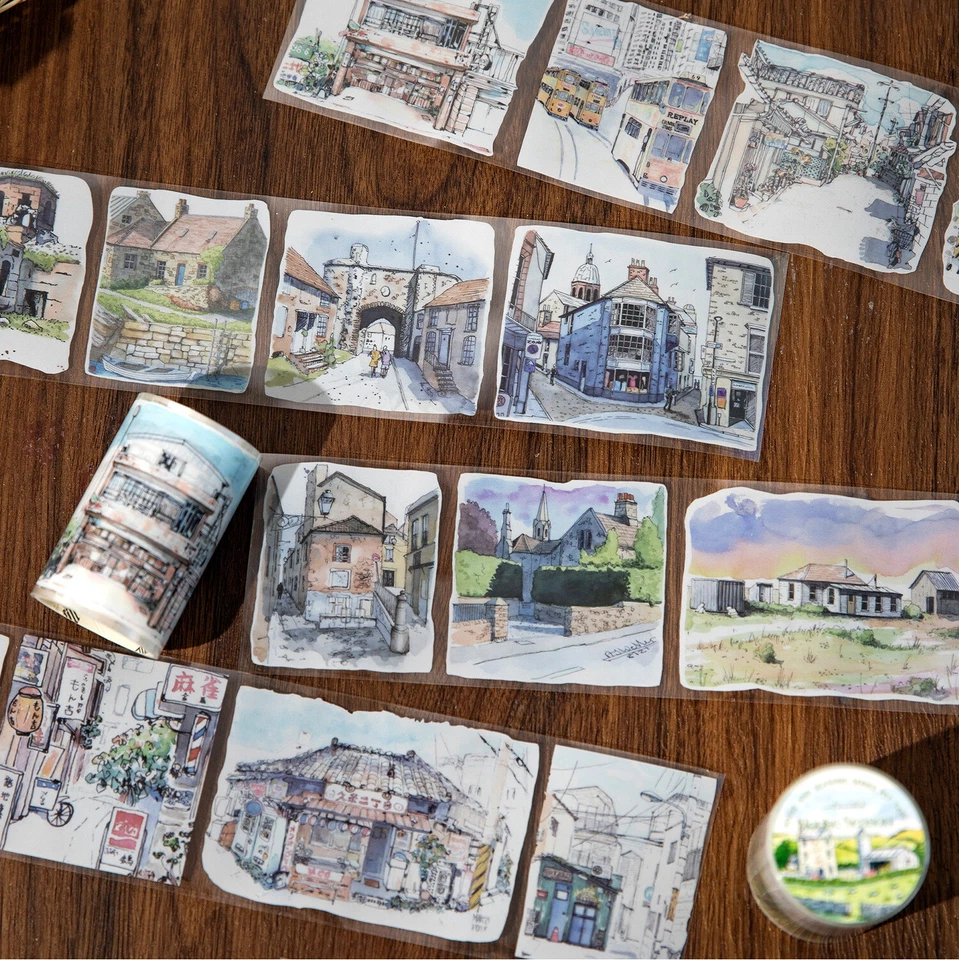 Álbum de tarjetas adhesivo con temática de casa Washi Tape diarios álbumes de recortes pegatinas hágalo usted mismo Foto 2 de 4