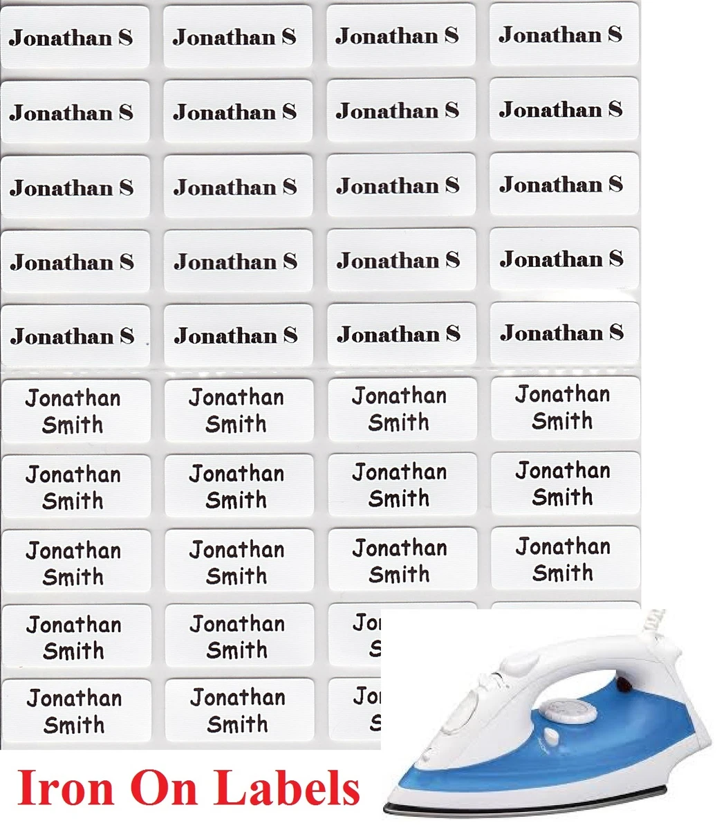 48+12 FREE White Iron On Personalised Name Clothing Labels / Tags -  (22*09mm)