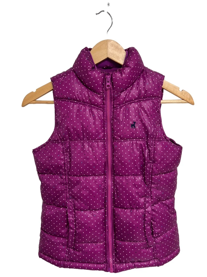 Chaleco acolchado Old Navy ON para niña sin mangas púrpura brillante lunares cremallera talla L Foto 4 de 4