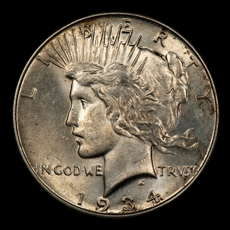 1934 $1 Silver Peace Dollar - BU Key Date - VIDEO - SKU-B4492 - Image 3 of 4