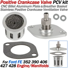 PCV Kit for Ford FE Intake Manifold - Aluminum Breather Basket & Stainless Valve