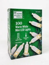 HOME ACCENT HOLIDAY 100 Soft White 28.5 ft LED String Light, Green Wire, MIN: 2