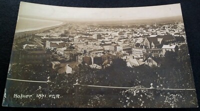 RPPC New Zealand Postcard 1871 Rare VHTF Napier Hawke's Bay Town View Wine 