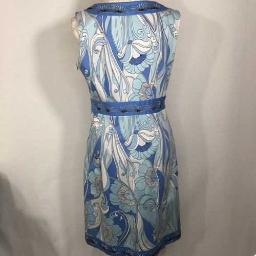 Jillian jones abito tubino donna 12 blu bianco floreale cotone elasticizzato girocollo - Foto 2 di 4