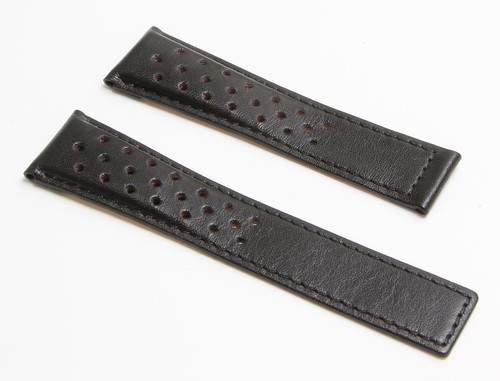 22/18mm BLACK SPORTS PERFORATED LEATHER WATCH STRAP BAND to fit TAG Heuer MONACO - Picture 2 of 4