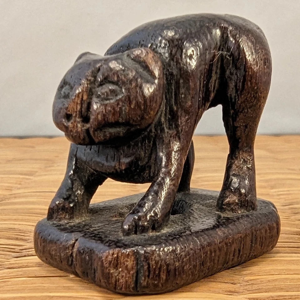 古董早期江户日本木质网介猫立式 Wabi-Sabi Mingei 日本 — 第 2/4 张图片