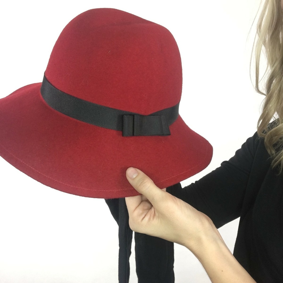 Lancaster Womens 100% Wool Brick Red Hat with Feather and Ribbon Accent EUC Vintage Lancaster 100% Wool women main image 4