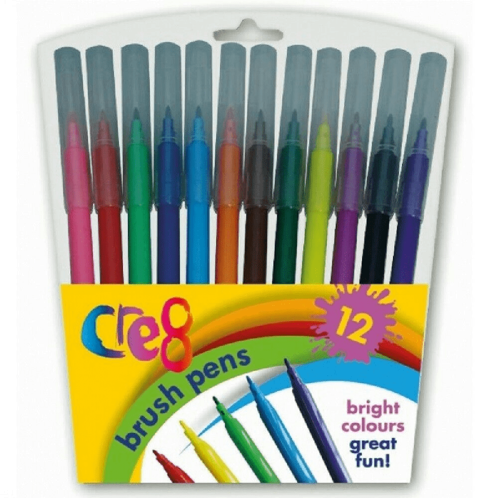 B&Q - 10 Brush Felt Tip Pens Pack Vibrant 10 Colour Set Includes A Range Of Bright Colours For Colouring And Creative Projects Flexible - Image 2