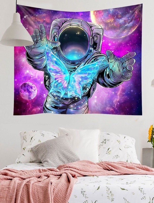 Astronaut  With Butterfly  Tapestry Print  New Wall Sign Decor Nasa